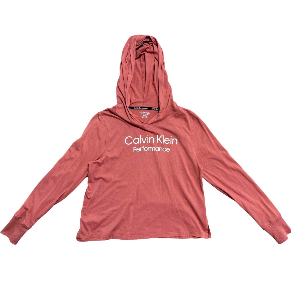Calvin Klein Performance Hoodie Womens Small Pink Long Sleeve Spell Out F20451S3